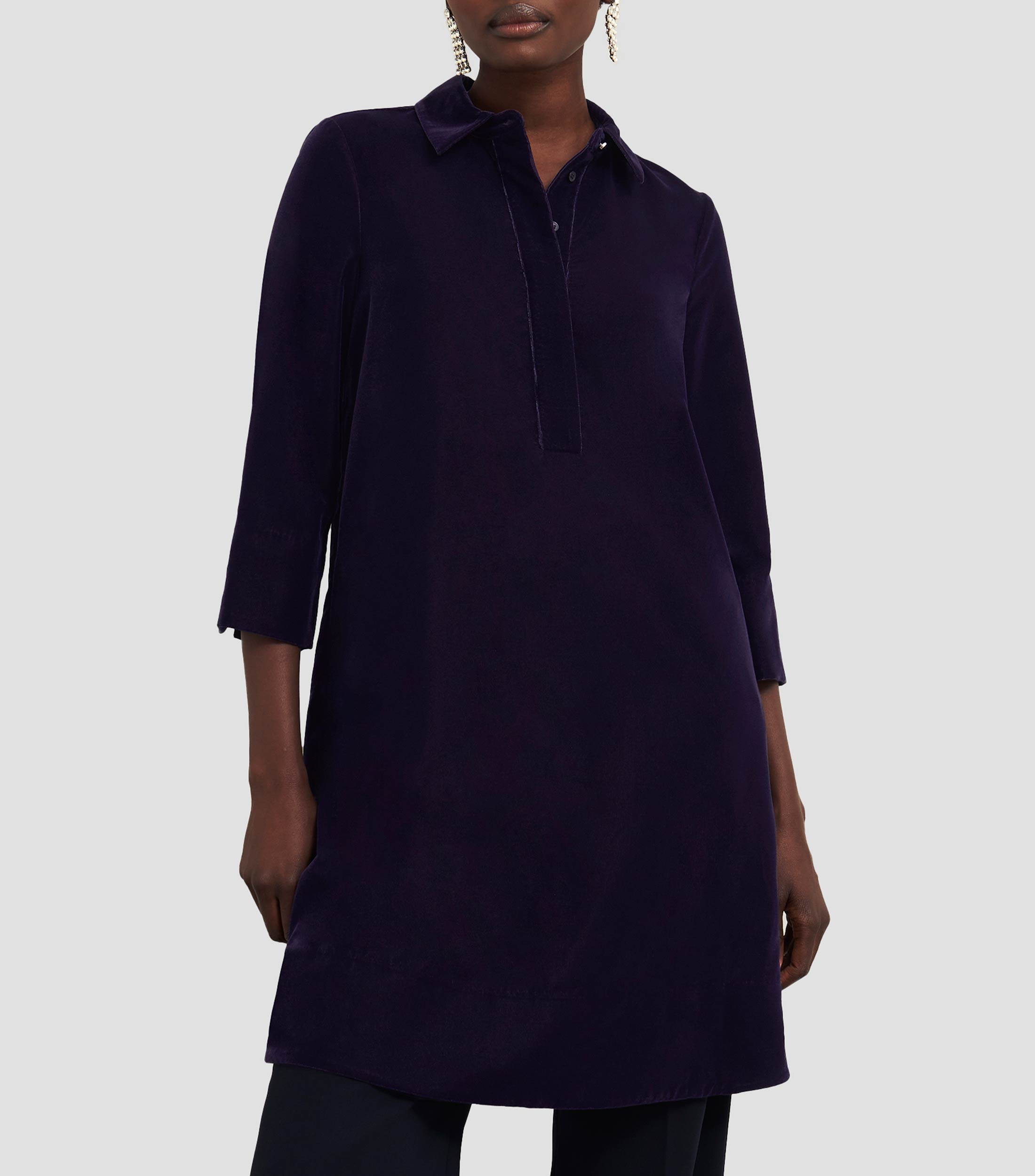 Vestido mini de manga 3,4 liso Mujer